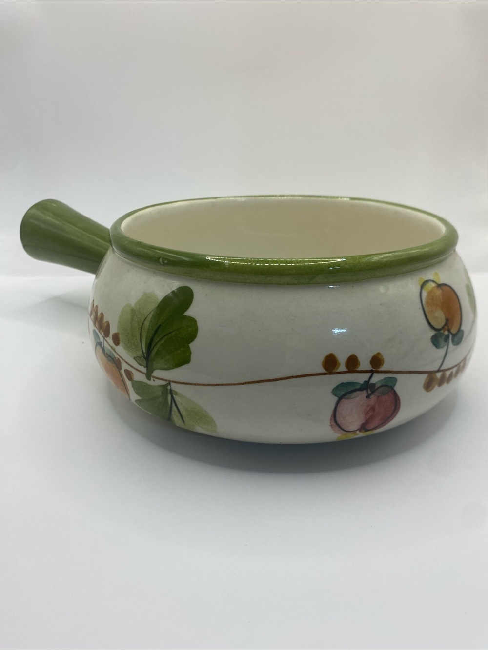 Hand-Painted Portuguese Pottery Handled Soup Bowl FTD Portugal 5” Diameter